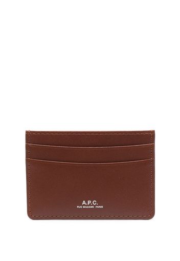 A.P.C. André logo-stamp leather cardholder - Braun