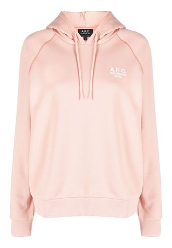 A.P.C. logo-embroidered cotton hoodie - Rosa