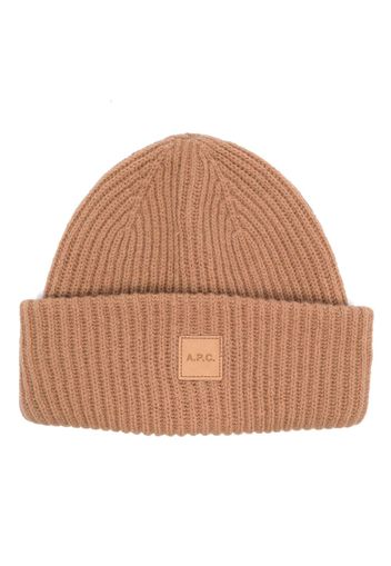 A.P.C. Michelle logo-patch beanie - Braun