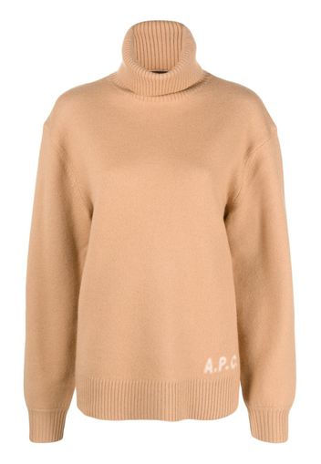 A.P.C. Edward logo-intarsia wool jumper - Braun