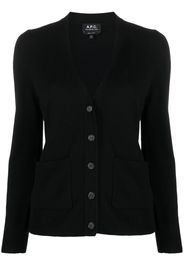 A.P.C. logo-embroidered wool cardigan - Schwarz