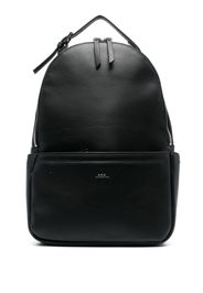 A.P.C. logo-stamp faux-leather backpack - Schwarz