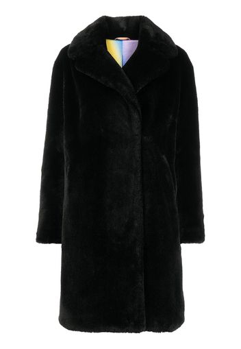 Apparis Doppelreihiger Mantel aus Faux Fur - Schwarz