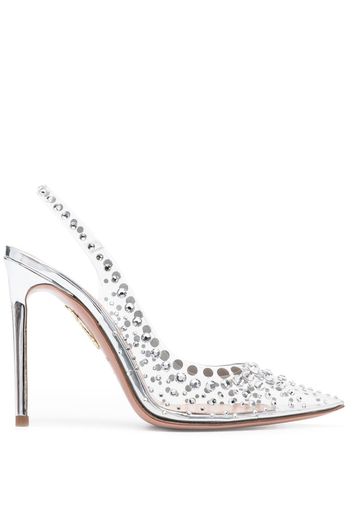 Aquazzura Pumps mit Kristallen 105mm - Silber