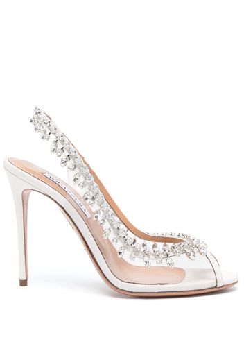 Aquazzura Temptation Crystal 75mm slingback pumps - Weiß