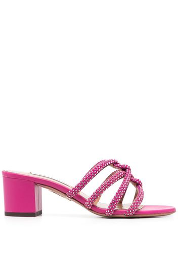 Aquazzura crystal-embellished leather mules - Rosa