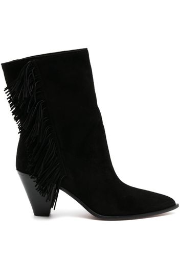 Aquazzura 75mm fringe-detail ankle boots - Schwarz