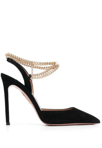 Aquazzura 115mm chain-link suede pumps - Schwarz