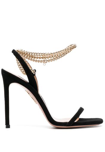 Aquazzura 116mm chain-link suede pumps - Schwarz