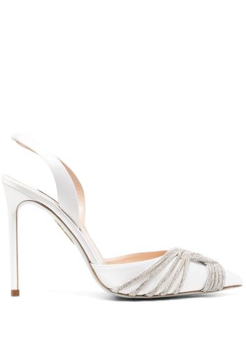 Aquazzura Gatsby 120mm crystal-embellished satin pumps - Weiß