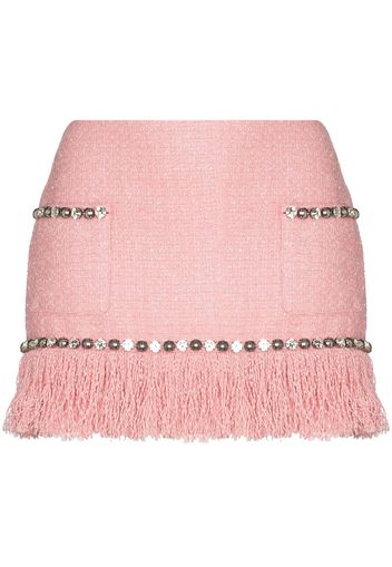 AREA fringed tweed mini skirt - Rosa