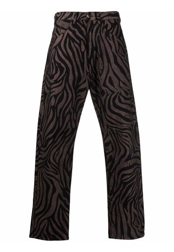 Aries Gerade Jeans mit Tiger-Print - Schwarz