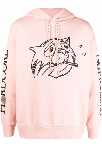 Aries Worried Cat graphic-print hoodie - Rosa