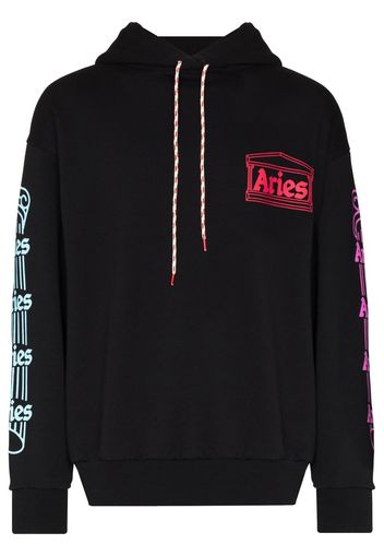 Aries logo-print drawstring hoodie - Schwarz