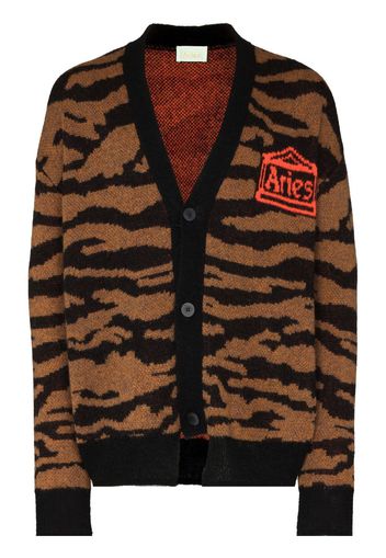 Aries tiger-print button-up cardigan - Braun