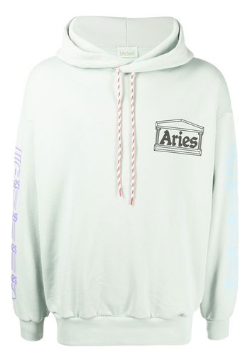 Aries logo-print drawstring hoodie - Grün