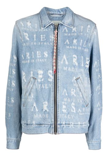 Aries Jeansjacke in Distressed-Optik - Blau