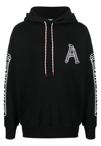 Aries logo print hoodie - Schwarz