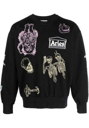 Aries chest logo-print detail sweatshirt - Schwarz