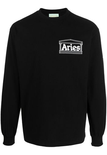Aries logo-print long-sleeved T-shirt - Schwarz