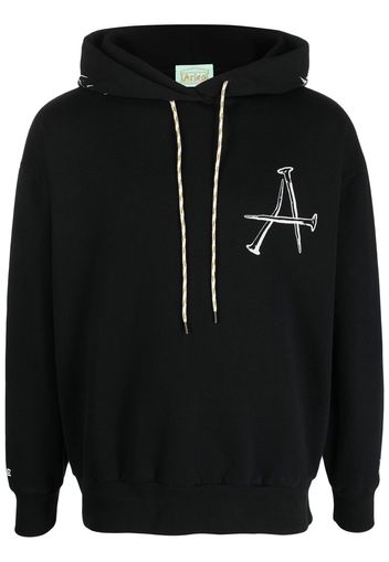 Aries graphic print drawstring hoodie - Schwarz