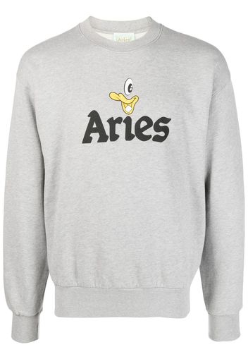 Aries logo-print cotton sweatshirt - Grau