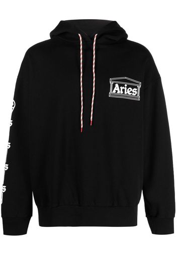 Aries logo-print cotton hoodie - Schwarz