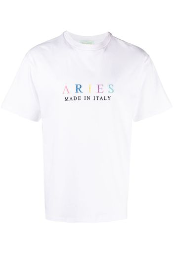 Aries logo-embroidered cotton T-shirt - Weiß