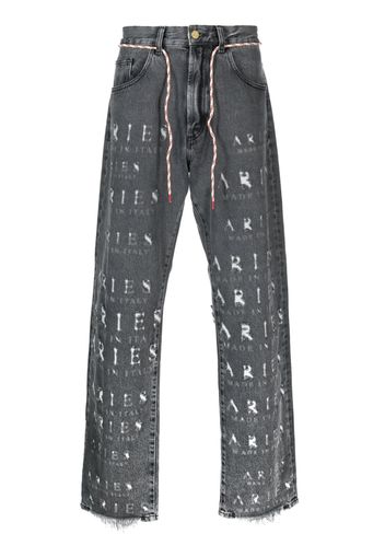 Aries Destroyed Batten logo-embellished jeans - Schwarz