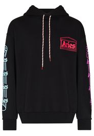 Aries logo-print drawstring hoodie - Schwarz