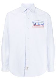 Aries Oxford striped logo-print shirt - Blau