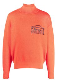 Aries embroidered-logo roll neck jumper - Orange