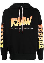 Aries logo print hoodie - Schwarz