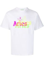 Aries logo-print detail T-shirt - Weiß