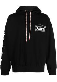 Aries logo-print cotton hoodie - Schwarz