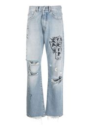 Aries distressed-effect wide-leg jeans - Blau