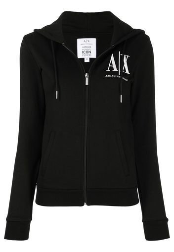 Armani Exchange Hoodie mit Logo-Print - Schwarz