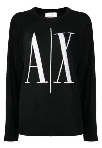 Armani Exchange logo intarsia-knit jumper - Schwarz