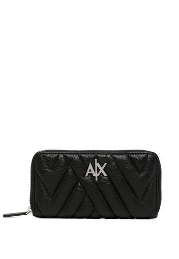 Armani Exchange logo-plaque quilted wallet - Schwarz