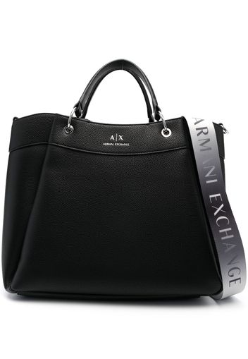 Armani Exchange logo-print leather tote - Schwarz