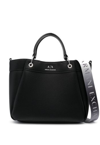 Armani Exchange logo-print leather tote - Schwarz