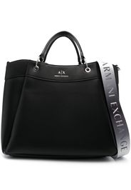 Armani Exchange logo-print leather tote - Schwarz