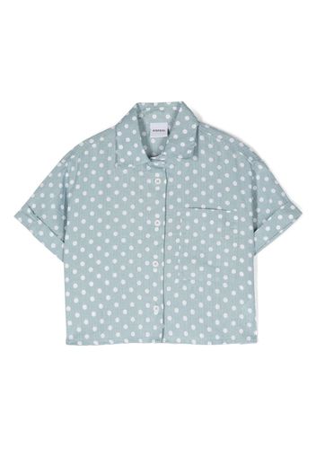 Aspesi Kids polka dot-print cropped shirt - Grün