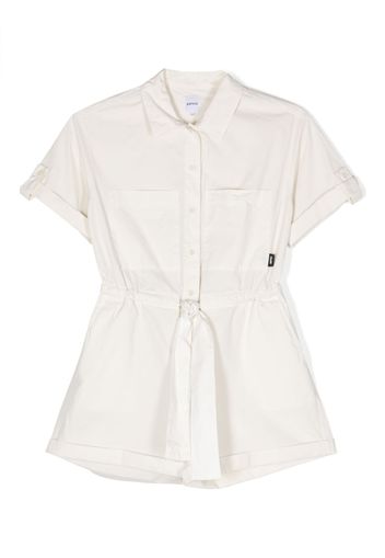 Aspesi Kids tied-waist short-sleeved playsuit - Nude