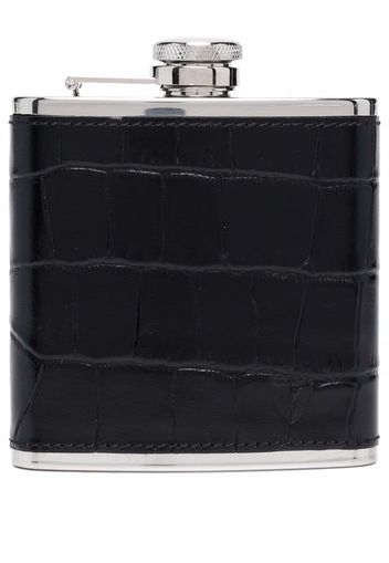 Aspinal Of London crocodile-effect hip flask - Schwarz