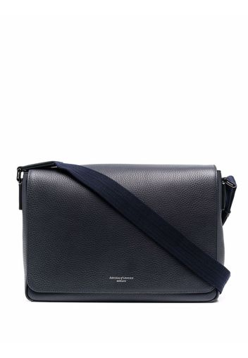 Aspinal Of London Reporter grained-effect messenger bag - Blau