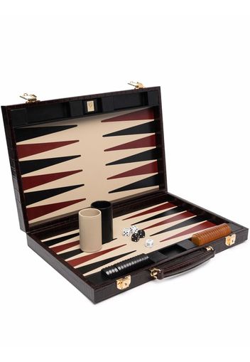 Aspinal Of London 17" crocodile-embossed backgammon set - Braun