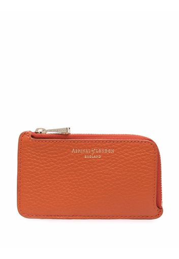 Aspinal Of London pebbled small zip coin purse - Orange