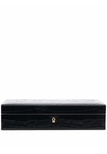 Aspinal Of London crocodile-effect watch box - Schwarz