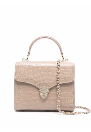 Aspinal Of London Mayfair Midi Soft Taupe Pnt Croc w Chain - Nude